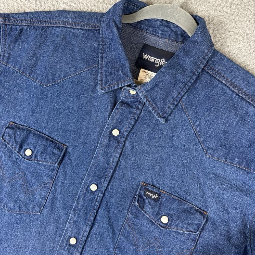 Wrangler Denim Pearl Snap Shirt Mens XXL Western Cowboy Ranch Workwear MS70119